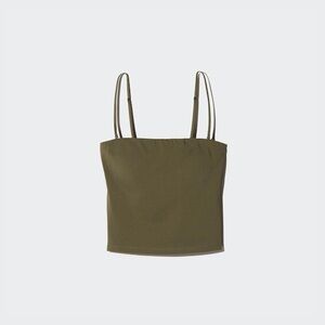 Uniqlo AIRism Cotton Cropped Tube Bra Top Khaki